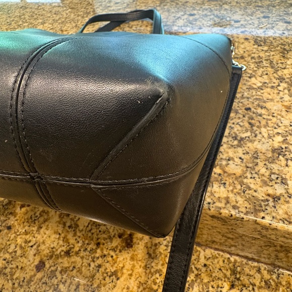 Tory Burch Block T Mini Tote Bag Black Leather 2-way Crossbody Handles - Picture 16 of 16